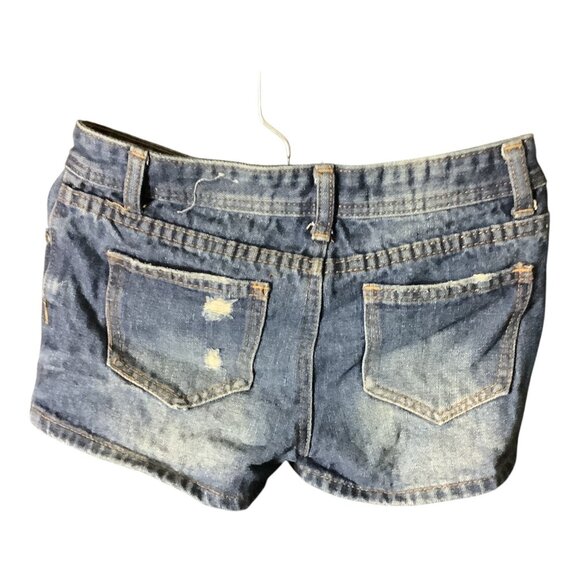 Aviva Girls Daisy Dukes Style Jean Shorts Distressed Denim Blue Size 14 - Picture 10 of 10